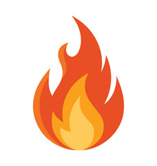 A set of hot fire and flame vector icons in a burning orange and red design for a symbol of heat, danger, or a blazing bonfire