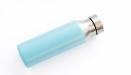 Fototapeta premium Stylish light blue insulated stainless steel water bottle