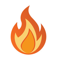 A vibrant vector illustration set of orange and red fire and flame icons, perfect for representing heat, danger, or burning symbols