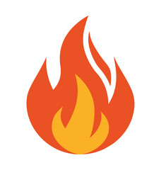 A vibrant vector set of hot flame icons shows a dangerous, burning bonfire symbol