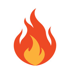 A fiery set of vector flame icons, symbolizing hot danger, heat, and warmth