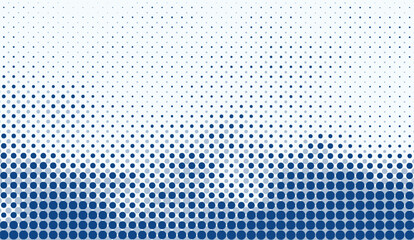 Blue and white halftone pattern with gradient effect, transitioning from small dots to larger squares.