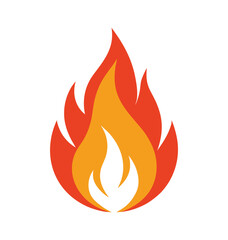 A fiery set of vector icons illustrates a powerful, burning flame design, symbolizing heat and danger