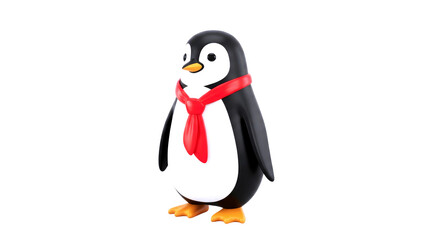 Fototapeta premium adorable penguin 3d model winter fashion, festive cheer, holiday charm, cute cartoon penguin, isolated on transparent background