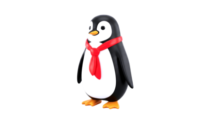 adorable penguin 3d model winter fashion, festive cheer, holiday charm, cute cartoon penguin, isolated on transparent background