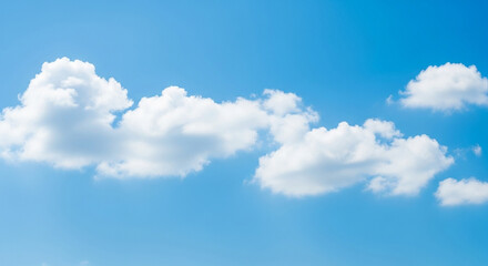 Naklejka premium Illustration of fluffy white clouds drift across a clear blue sky on a sunny day
