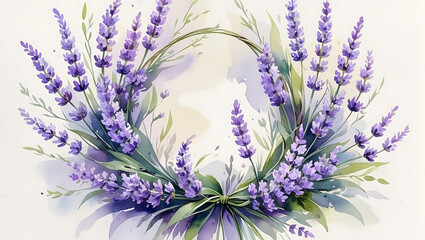 Lavender wreath on white