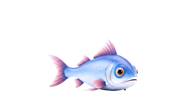 adorable cartoon fish 3d model for animated shorts, childrens games, and vfx projects, isolated on transparent background