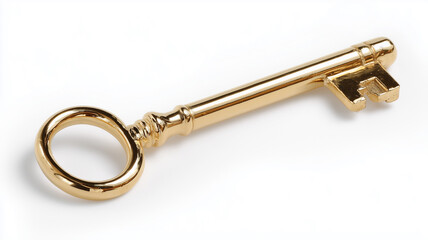 Antique gold key with transparent background