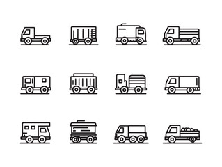 Truck delivery vehicle clean line icon