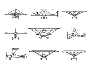 Ultralight aircraft air travel linear graphic