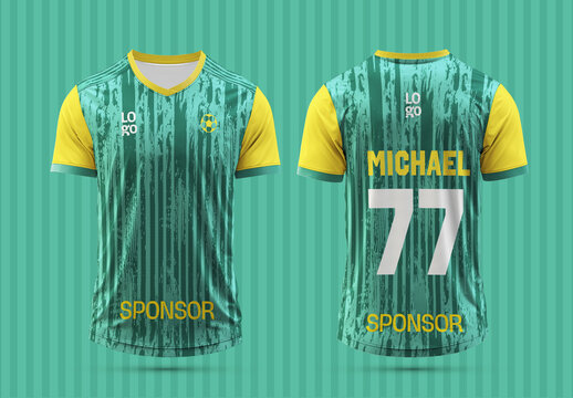 Editable Sport Jersey Design Template Front and Back View