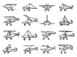 Ultralight aircraft flying machine clean outline