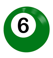 Billiard Ball Number 6 Illustration