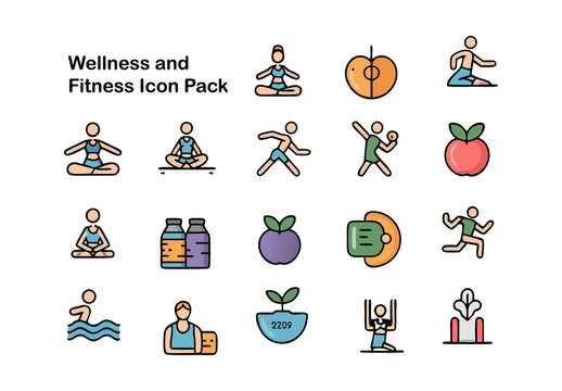 Wellness and Fitness Icon Pack Flat Vector Illustrations for Healthy Living