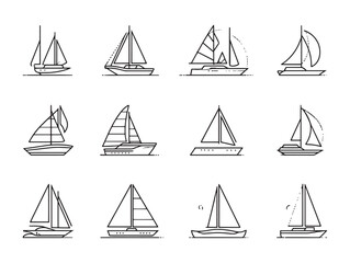 Yacht elegant sailing vessel vector graphic