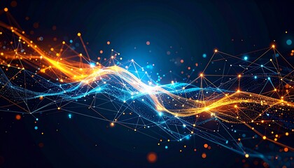 Obraz premium Beautiful Network connections visualized as flowing data streams vector style simple shapes 