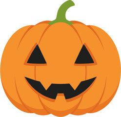 Simple Flat Design Pumpkin Jack OLantern Halloween Celebration Illustration