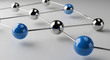 Abstract Network of Polished Chrome Spheres with Light Reflections