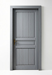 Simple wooden door isolated on white 