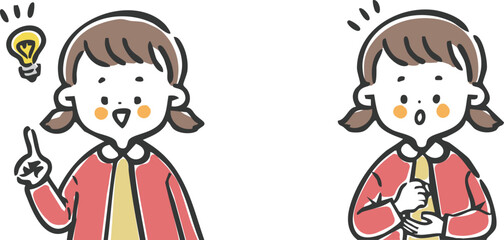 納得理解する女の子　上半身　ベクター
