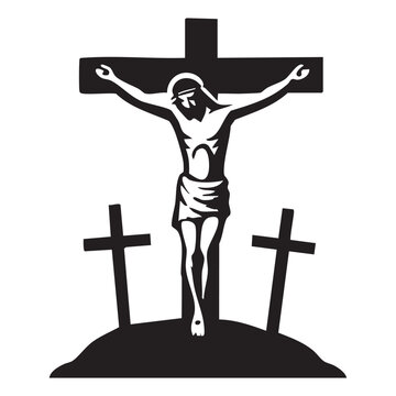 crucifixion black and white religious scene clip art preview