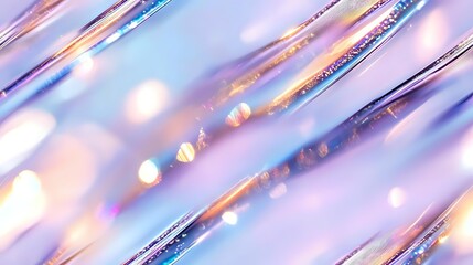 Diagonal light streaks in pink and blue tones create dynamic abstract background with bokeh effect and glowing particles. Soft focus macro photography.