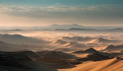 Expansive desert landscape at dawn
