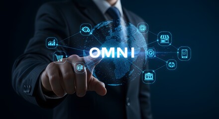 Businessman's Hand Holding a Tablet with Financial Data and Stock Market Charts