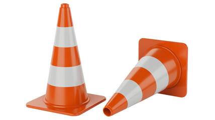 Bright orange traffic cones, safety first construction concept