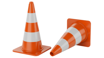 Bright orange traffic cones, safety first construction concept