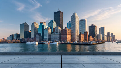 Empty square with skyline panorama suitable for web and business use