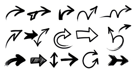 Arrow Collection: A collection of hand-drawn arrow illustrations in various styles, perfect for conveying direction, movement, or progress, adding visual interest to designs.