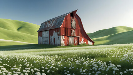 Picturesque valley landscape featuring palm lined road leading to majestic snow covered mountain peaks