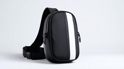 Naklejka premium Black crossbody bag with white stripe
