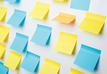 Sticky notes on a white board 