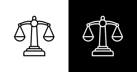 Law Scale White Icon Set Design
