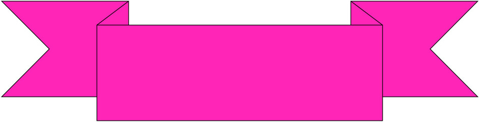 Fototapeta premium A vibrant pink folded ribbon banner with forked ends, perfect for titles and headings.