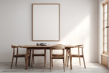 Empty dining room, bright and minimalist
