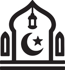 Mosque interior silhouette vector design, ideal for Islamic, religious, cultural, architectural, and spiritual themes.