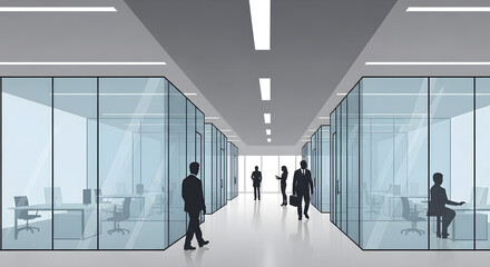 Fototapeta premium modern office corridor business people walking work