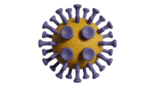 Deadly virus particle with spikes causing global health crisis