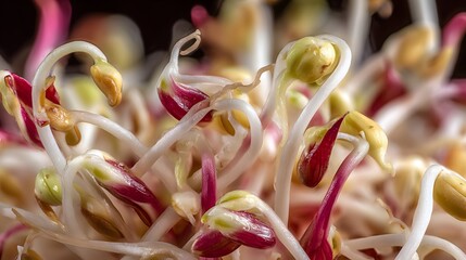 Detailed Macro Close-Up of Fresh Beansprouts with Vibrant Organic Textures and Intricate Natural Details