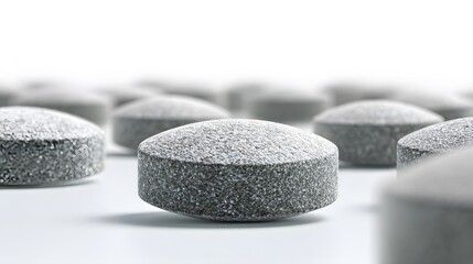 High-Resolution Macro Composition Showcasing Immersive Texture and Scientific Precision of Sulforaphane Supplement Tablets on a Pristine White Background