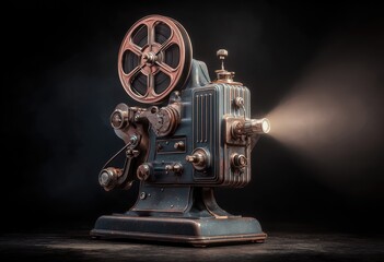 Fototapeta premium Antique movie projector beams light