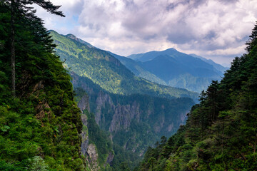 mountain landscape with lake and mountains