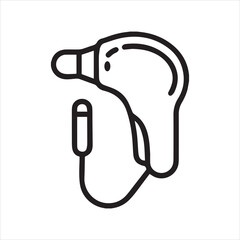 Thin line hearing aid device icon silhouette isolated on white background