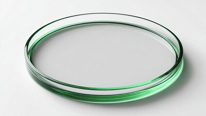 Clear glass petri dish, slightly tinted green rim