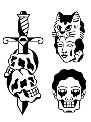 Collection of tattoo style illustrations