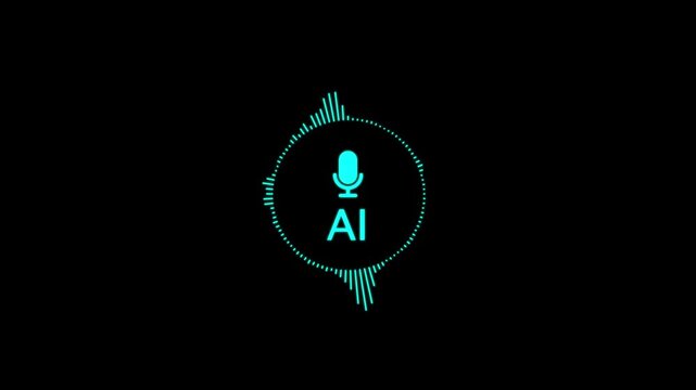 voice message Animation. Digital interface audio Voice assistant for AI chat technology waveform AI Chat innovation sound wave. Voice assistant for AI chat animation isolated on black background